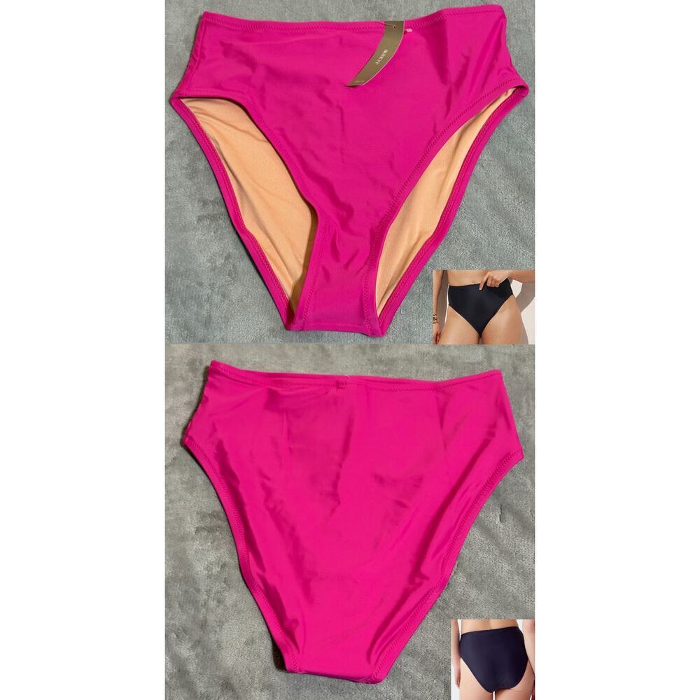 NWT J.Crew Various Sizes Pink High-Rise Full-Coverage Bikini Bottom Pink Fuchsia